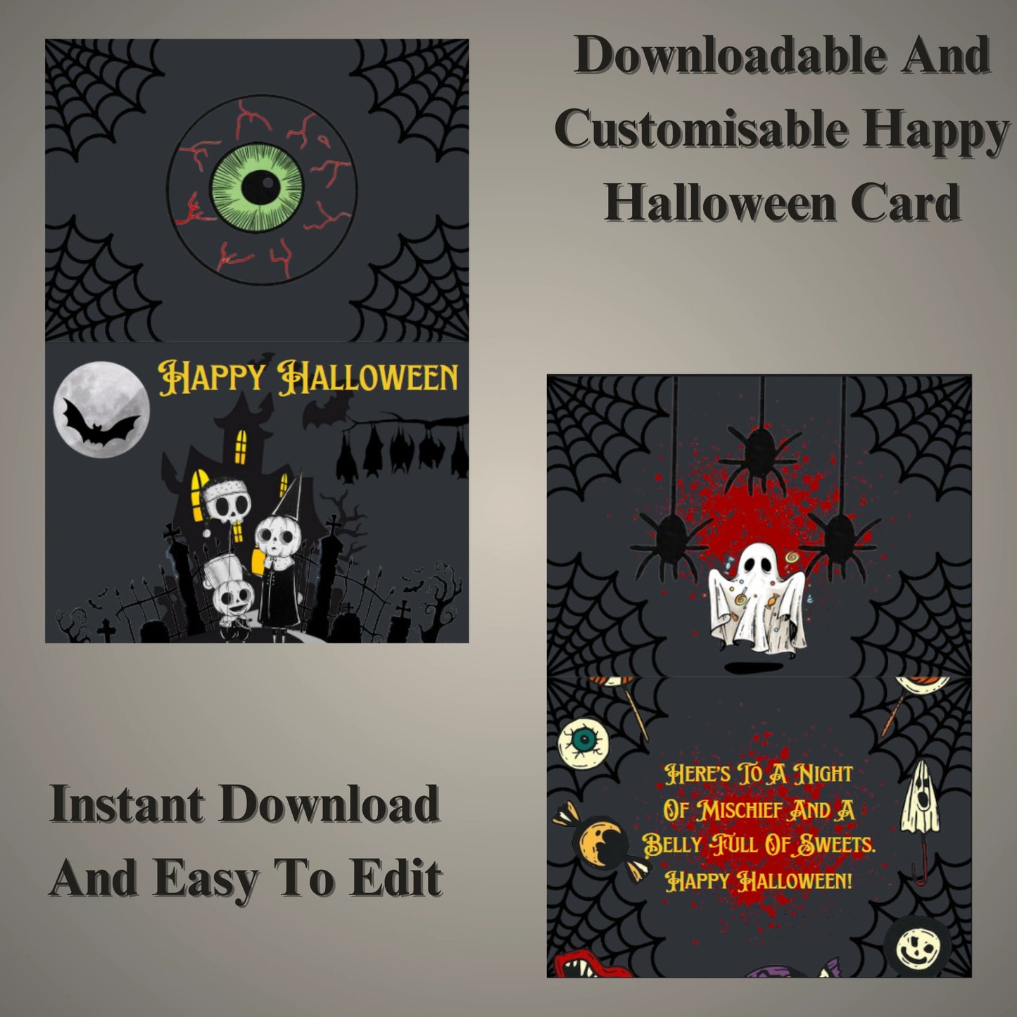 Digital Happy Halloween Card (Printable & Editable)