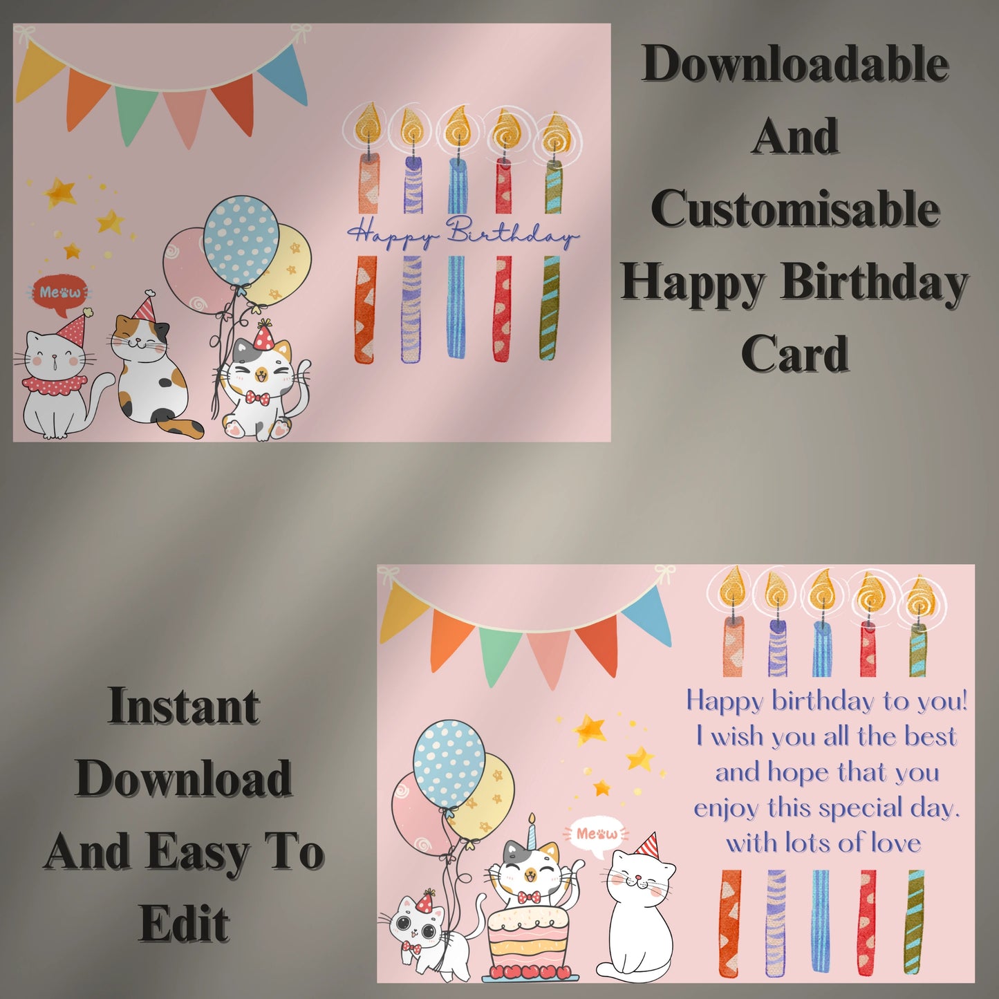 Digital Happy Birthday Card (Printable & Editable)