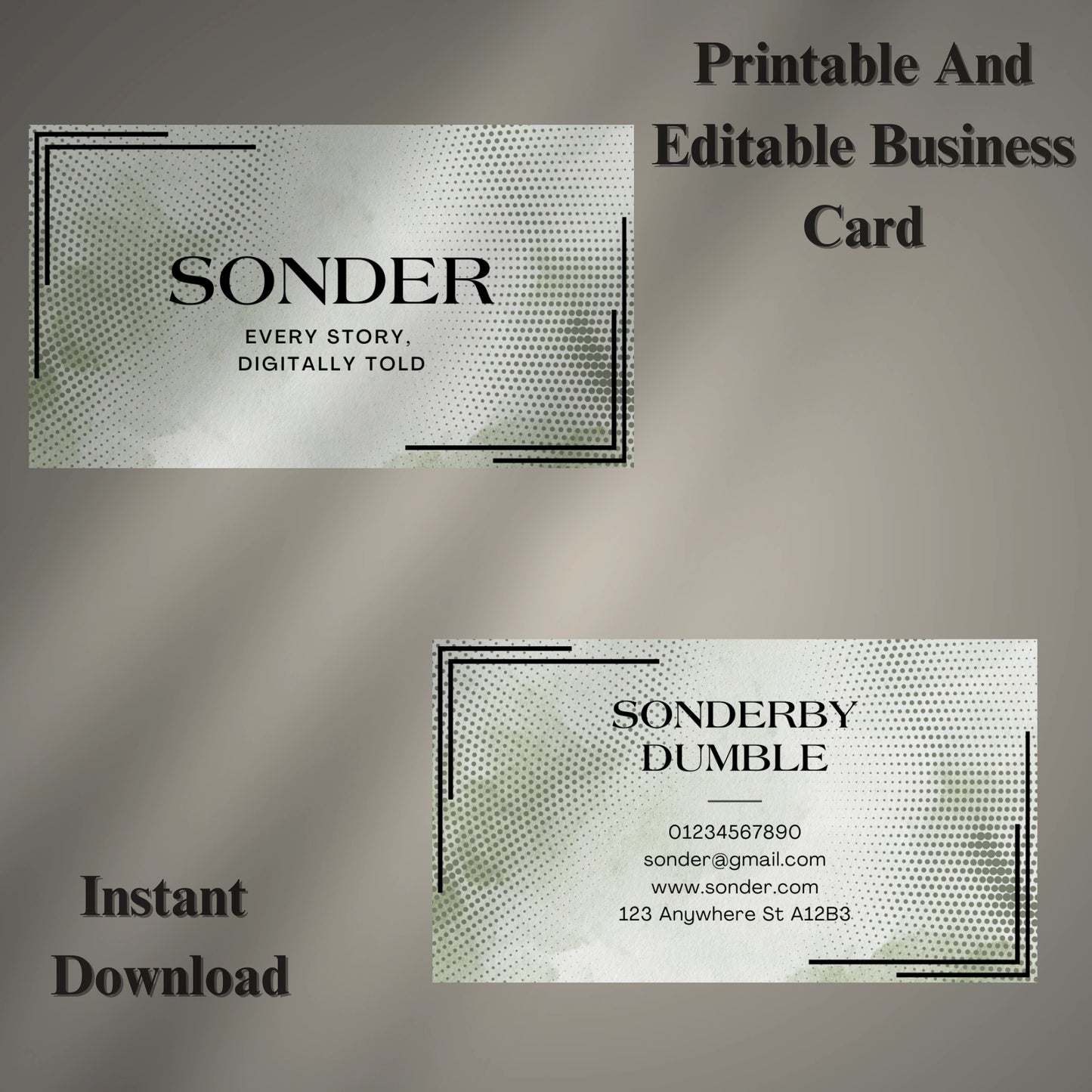 Digital Business Card Template (Printable & Editable)
