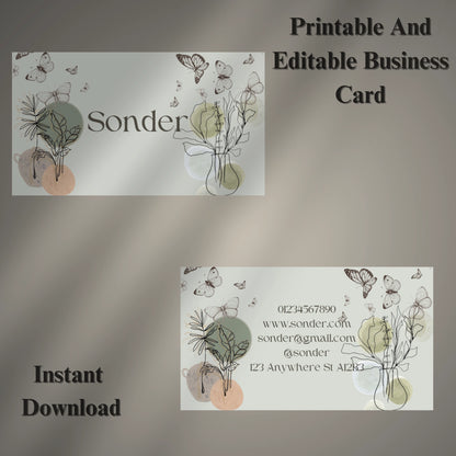 Digital Business Card Template (Printable & Editable)