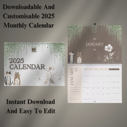Digital 2025 Monthly Calendar (Printable & Editable)