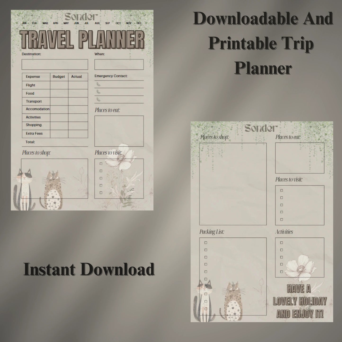 Digital Trip Planner (Downloadable and Printable)