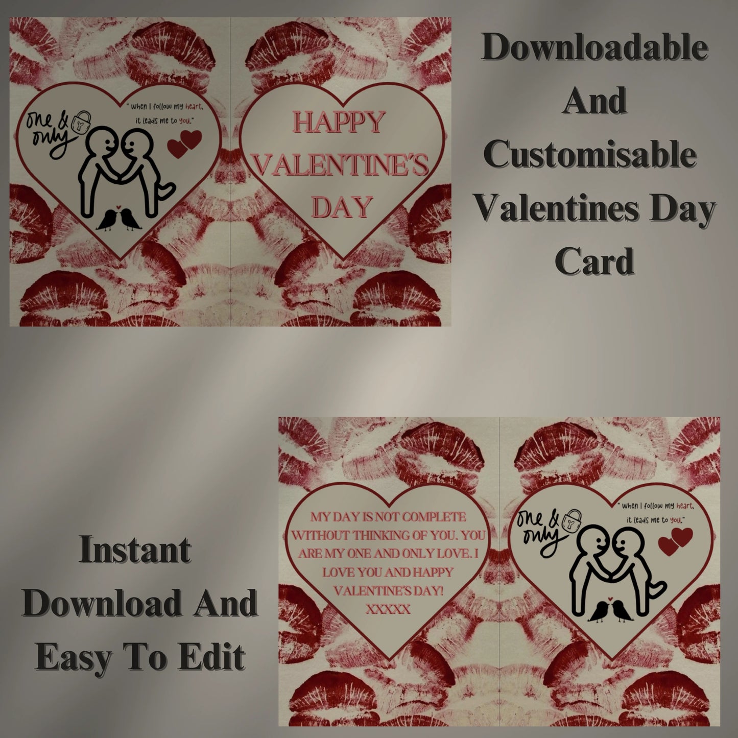 Digital Valentine's Day Card (Printable & Editable)